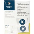 Business Source CD/DVD Labels, Laser/Inkjet, 100/PK, White 100PK BSN26148